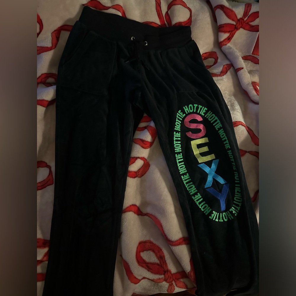 velour black track pants
